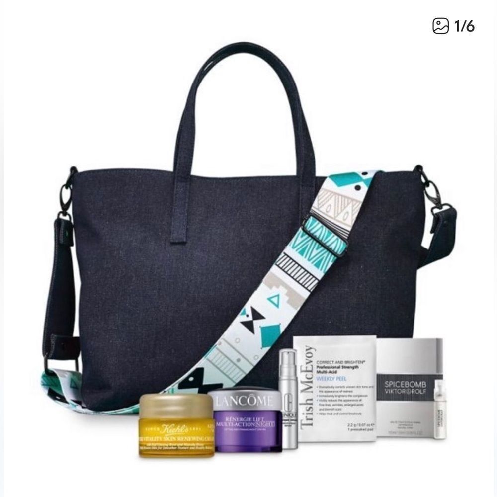 Cute dark denim tote bag #8